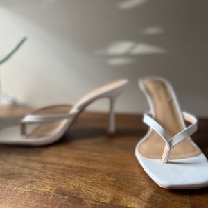 White Square Toed Sandal Pumps